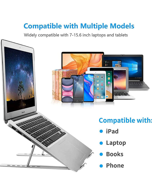 Adjustable Laptop Stand, Portable Aluminium Laptop Riser Laptop Holder for Desk
